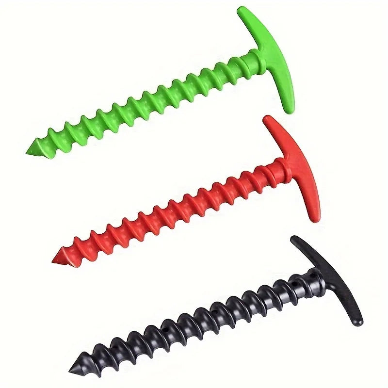 10 Pack Spiral Tent Stakes Plastic Camping Ground Pegs Anchor Accessories - 3