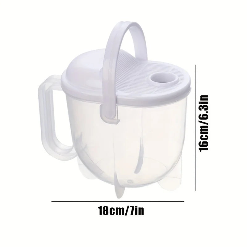 Rice Washer Bowl with Lid - Kitchen Colander and Strainer Basket - 7