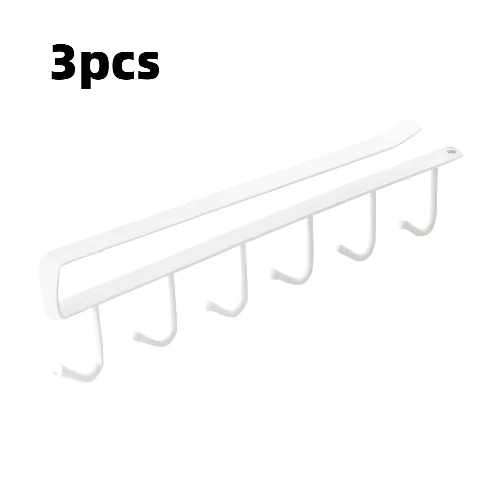 Under Cabinet Mug Holder 6 Hook Kitchen Storage Rack Organizer Hanger - 16