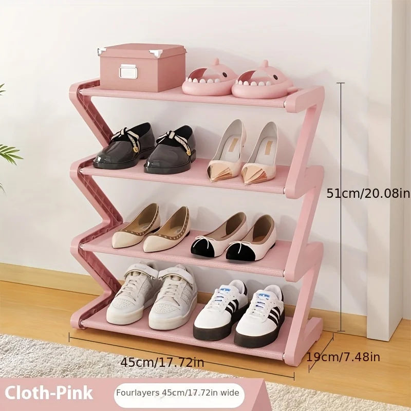 4-Tier Z-Shaped Shoe Rack Compact Storage Organizer for Dorms and Entryway - 12
