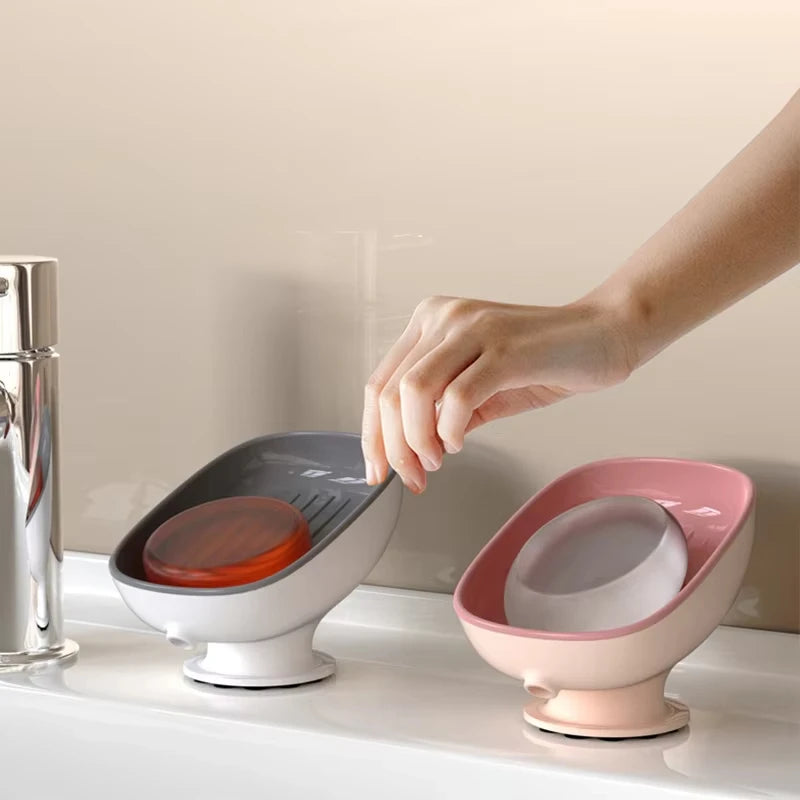 Suction Cup Soap Holder Drain Dish for Bathroom Kitchen Sponge Organizer
