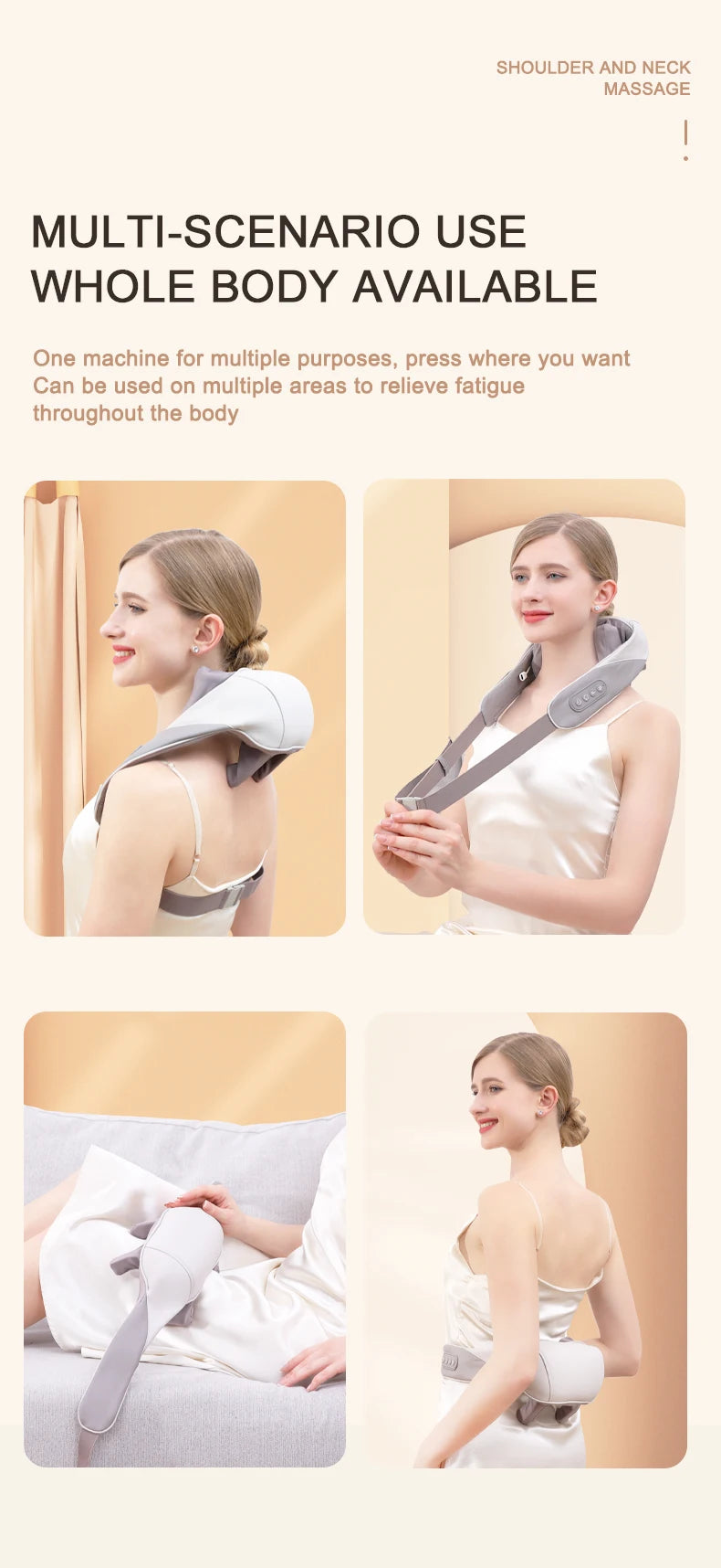 Wireless Neck and Back Massager 6D Deep Tissue Kneading Pillow - 17