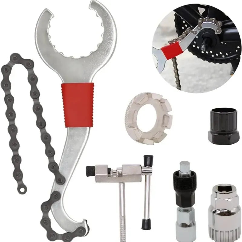 6 Pcs Bicycle Repair Tool Kit MTB Cassette Remover and Chain Breaker Set - 1