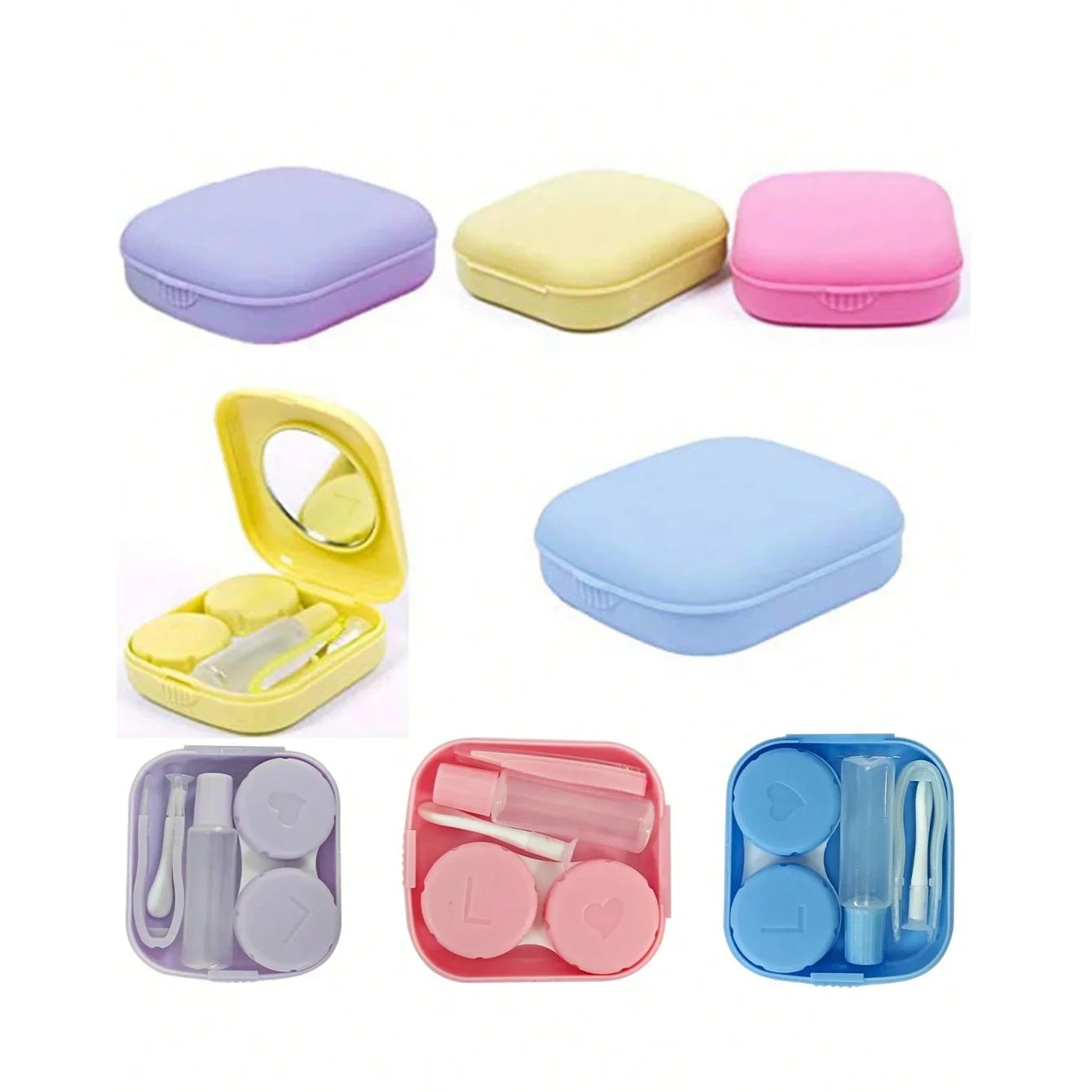 Portable Contact Lens Case Kit with Mirror Travel Storage Box - 8