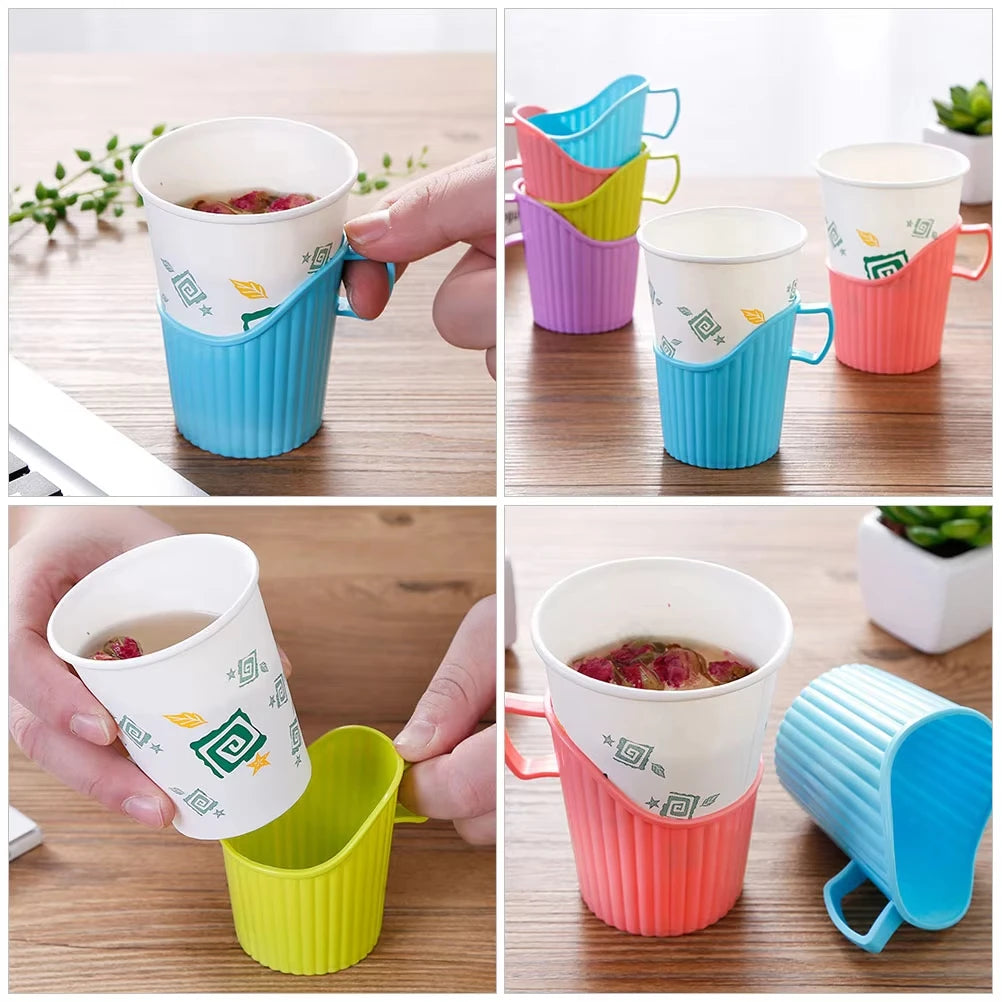 Reusable Disposable Paper Cup Holder Anti Scalding Sleeve Set