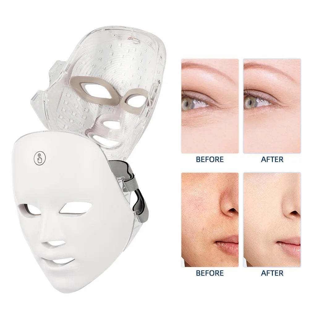 Rechargeable 7 Color LED Photon Light Therapy Facial Skin Mask - 8