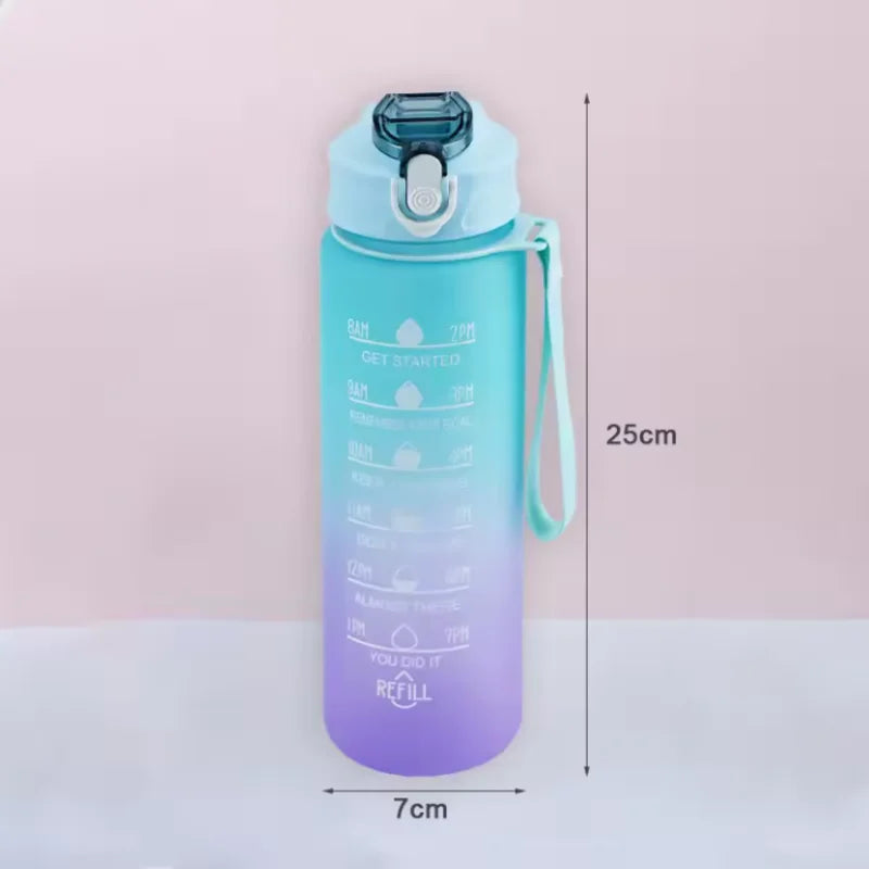 750ml Motivational Water Bottle with Time Marker Leakproof Sport Jug