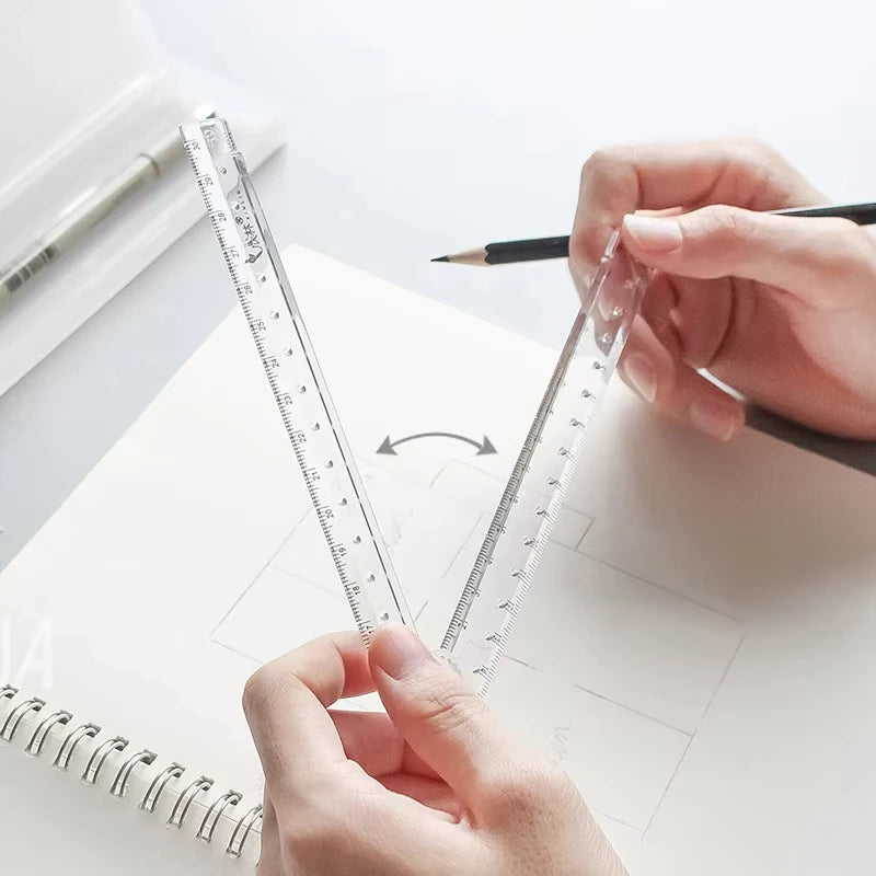 Folding Protractor Ruler Transparent Angle Measuring Tool for Students - 10