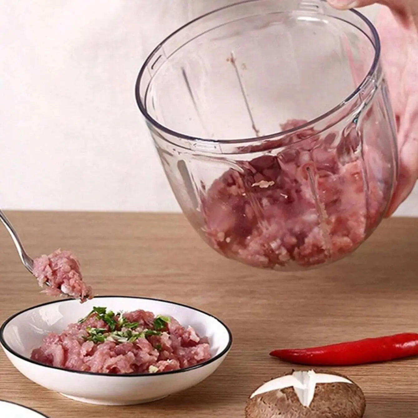 Manual Food Chopper Hand Pull Vegetable Mincer and Meat Blender - 3