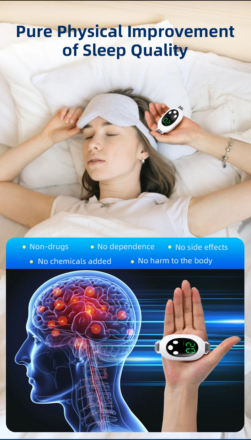 Microcurrent Sleep Aid Device EMS Insomnia Relief Palm Massager - 10