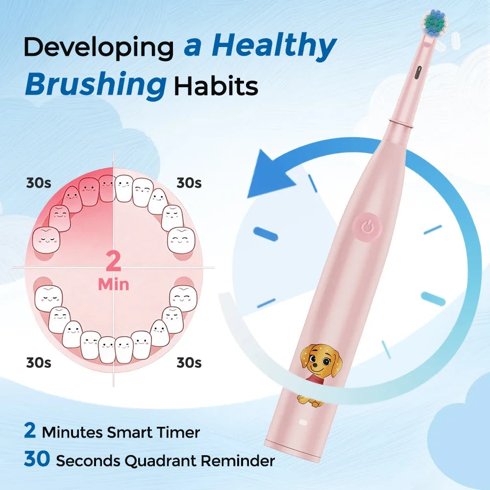 Kids Electric Toothbrush Cartoon Rechargeable Sonic Vibrate - 4
