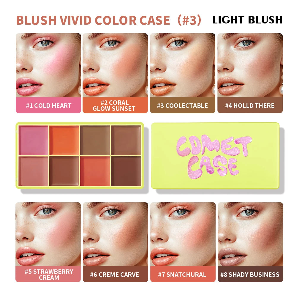 8-Color Blusher Cream Palette Face Blush and Contour Makeup