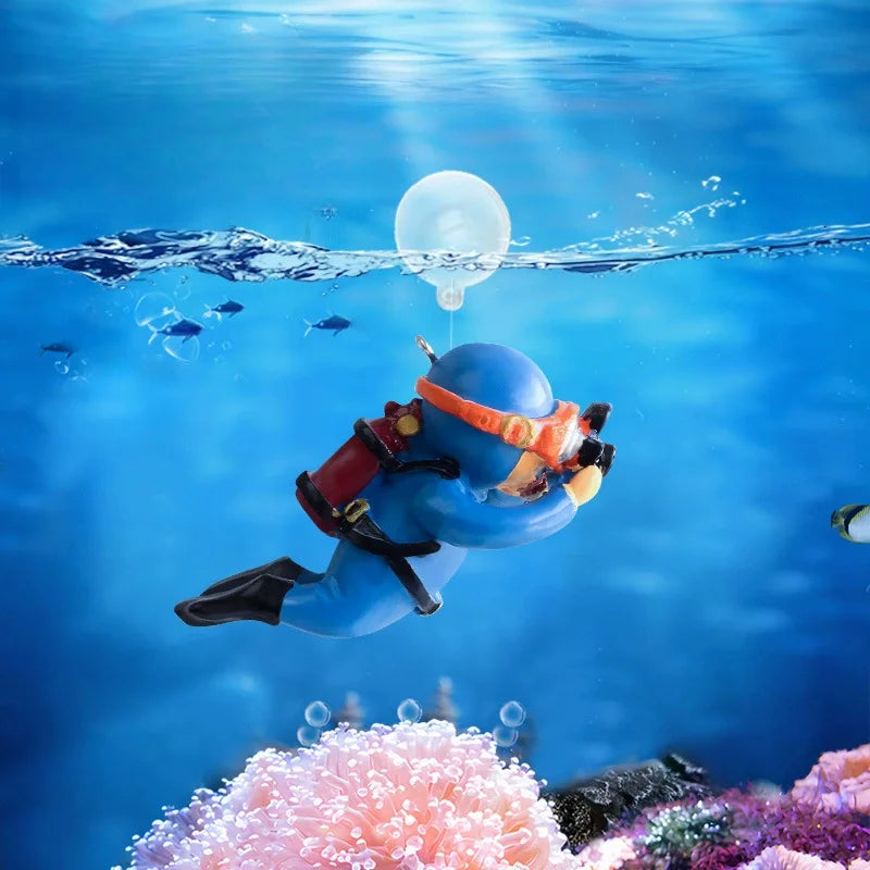 Floating Scuba Diver Aquarium Decoration Fish Tank Landscaping Ornament - 7