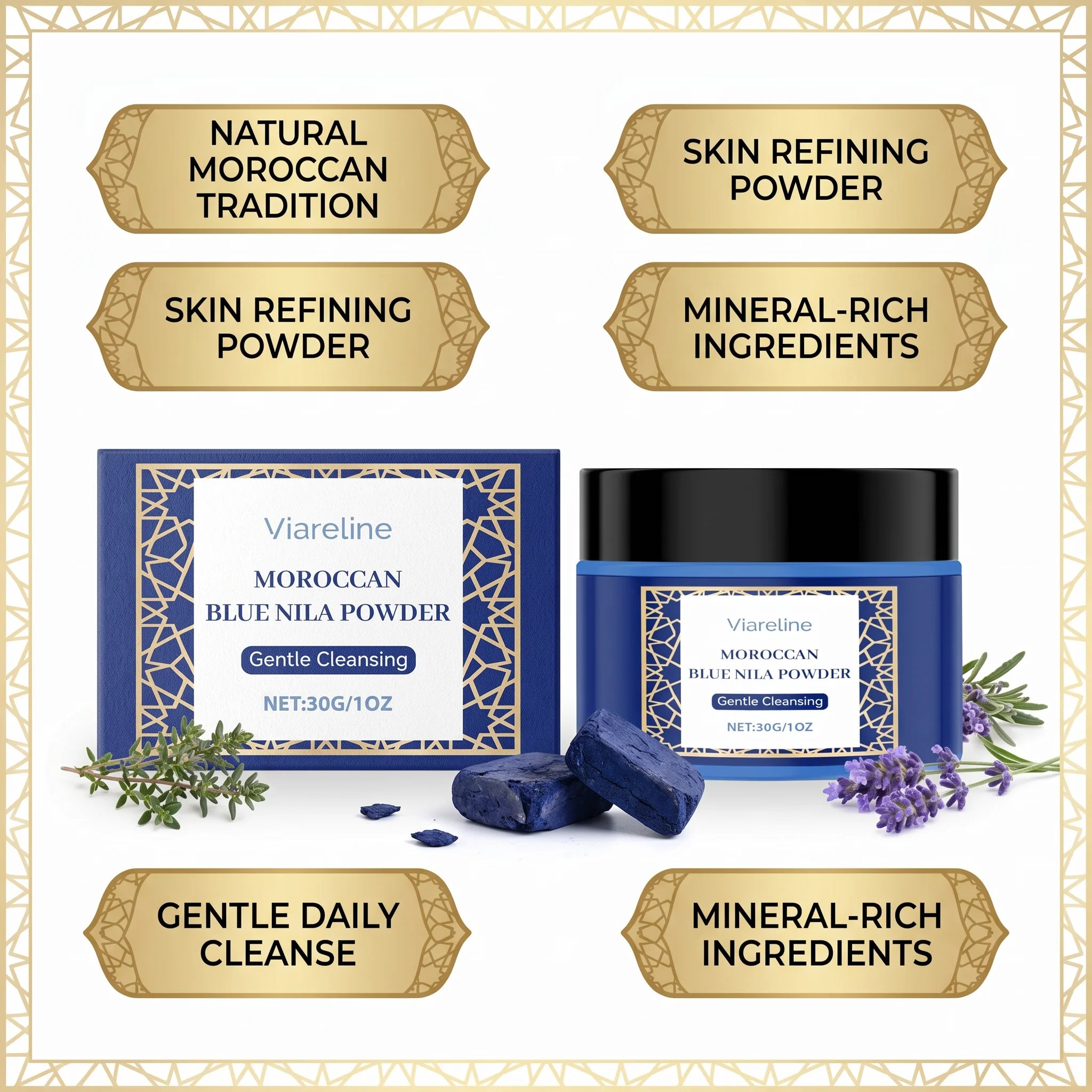 Moroccan Blue Nila Powder Exfoliating Face Mask Brightening Treatment - 3