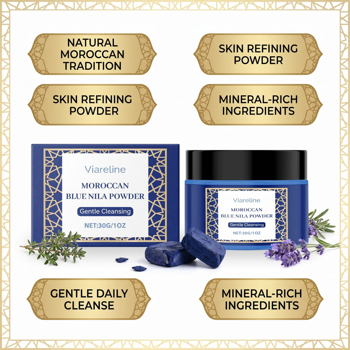 Moroccan Blue Nila Powder Exfoliating Face Mask Brightening Treatment