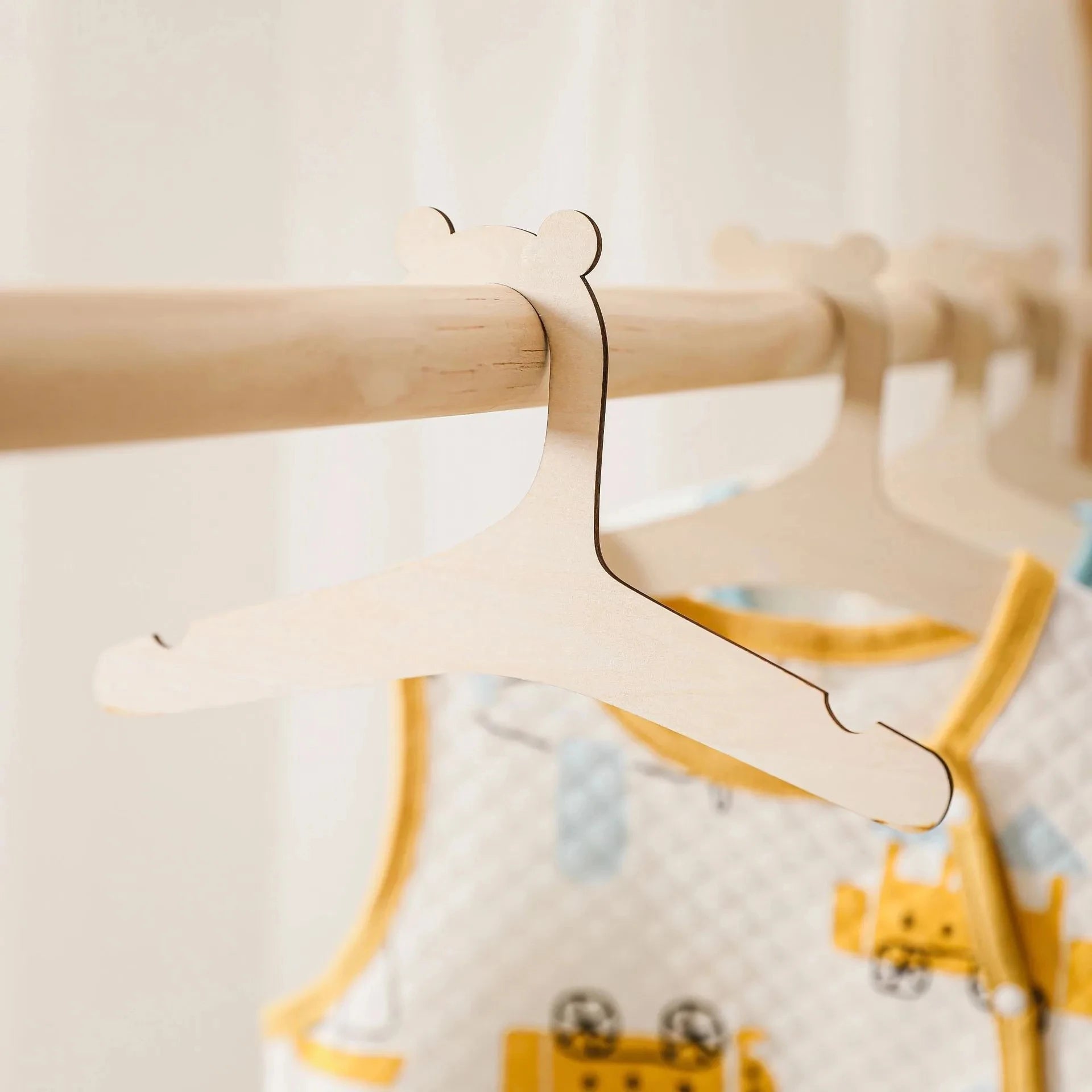 Wooden Baby Clothes Hangers Nursery Kids Wardrobe Organizer Set - 3