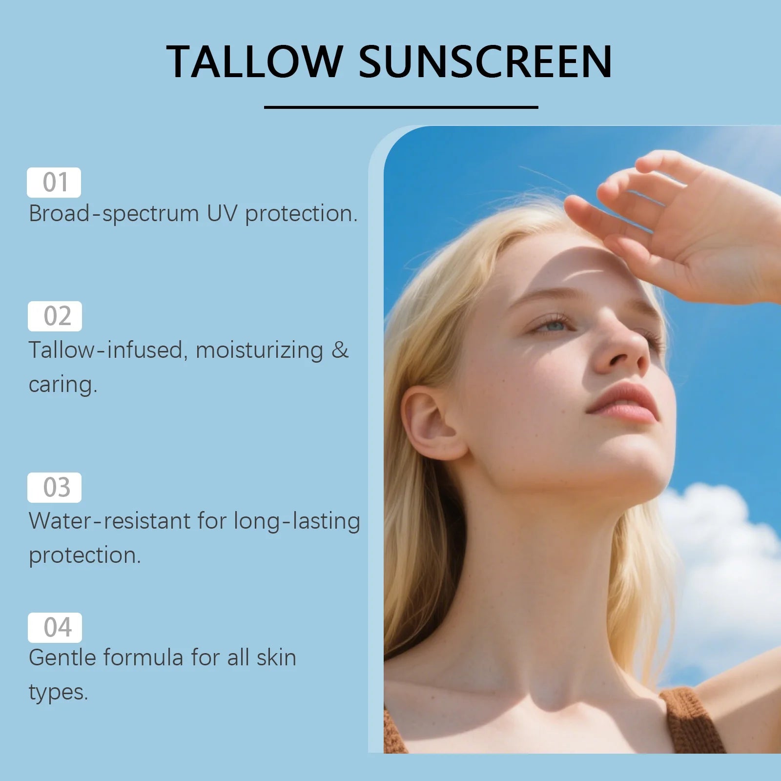 SPF 50 Tallow Sunscreen Face and Body Hydrating Barrier Repair Cream - 11
