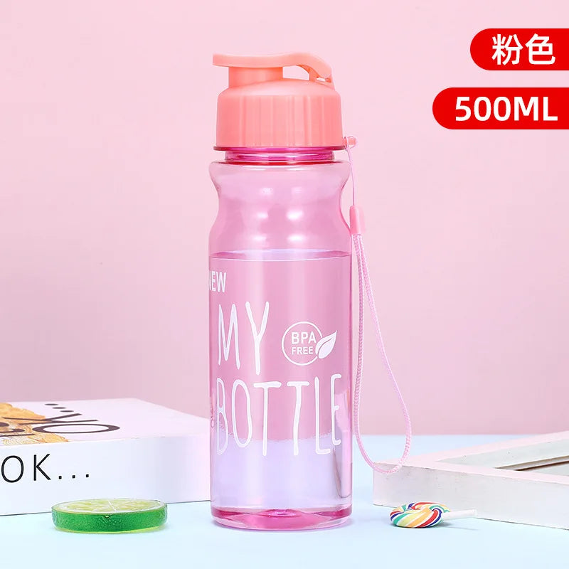 500ml Transparent Sport Water Bottle BPA Free Leakproof Travel Cup