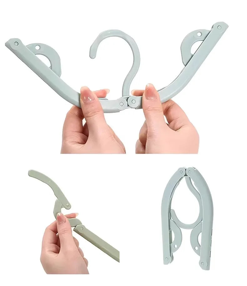 5-10pcs Folding Travel Hangers Portable Space Saving Clothes Rack - 2