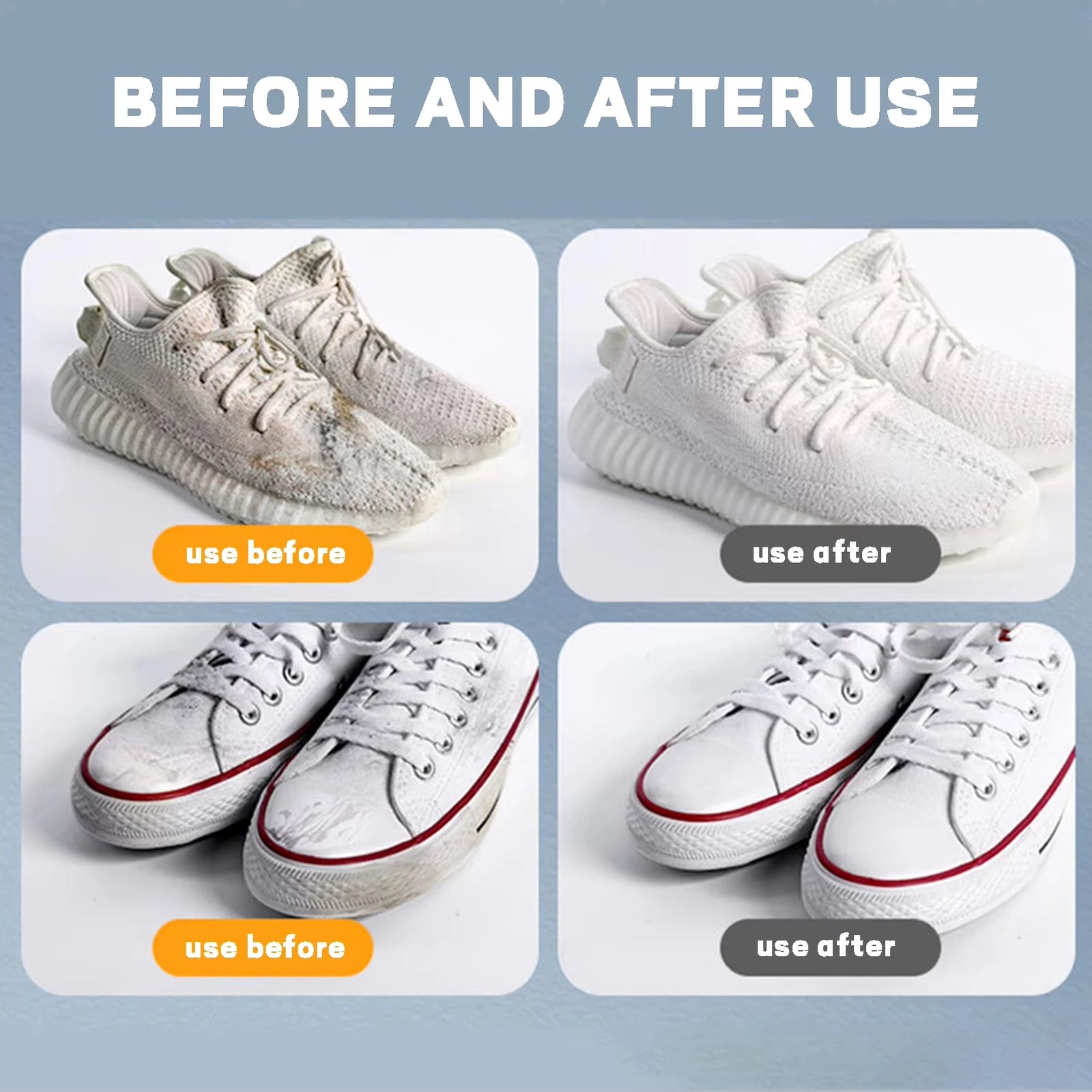 Multifunctional White Shoe Cleaning Cream Stain Remover with Sponge