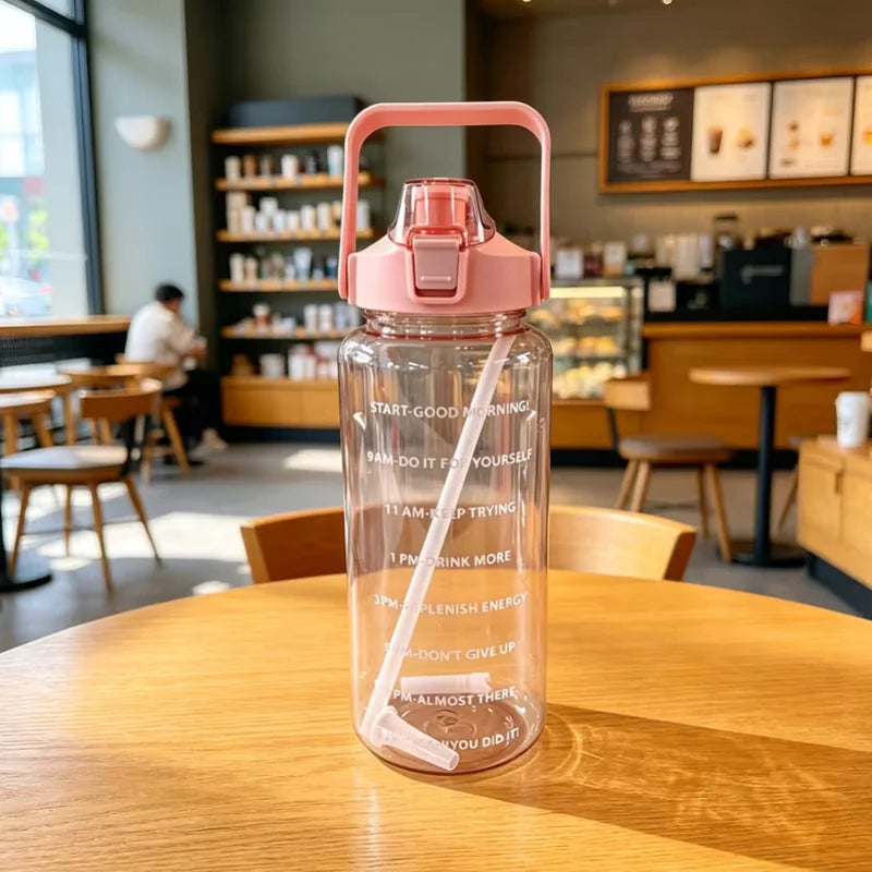 2000ml Large Sports Water Bottle BPA Free Leak Proof Jug with Straw - 14