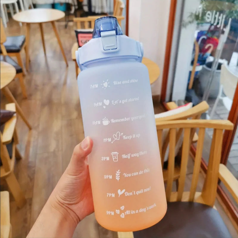 2L Motivational Water Bottle with Straw Leak Proof Fitness Sport Jug - 7