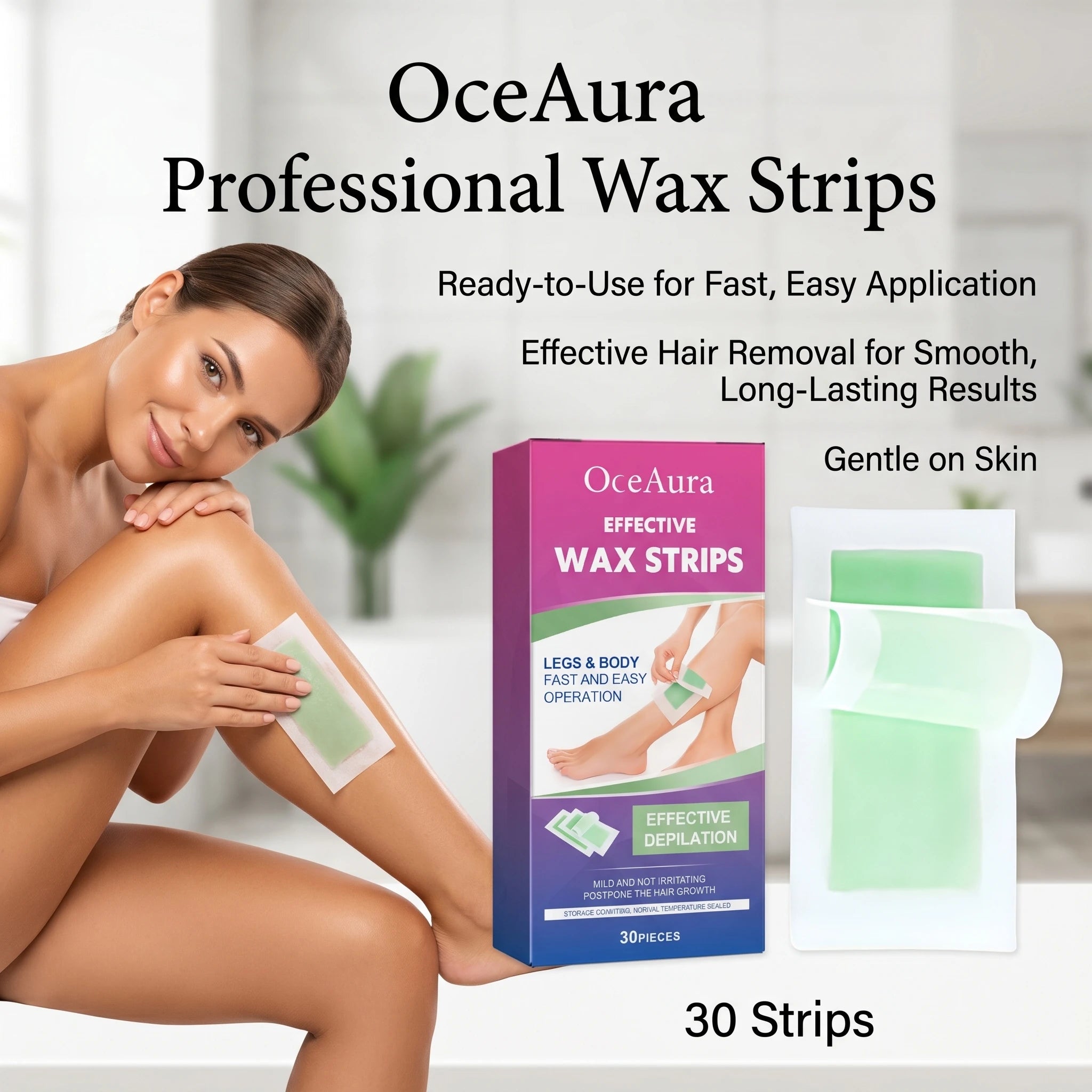 OceAura Full Body Depilatory Wax Strips for Smooth Hair Removal - 4