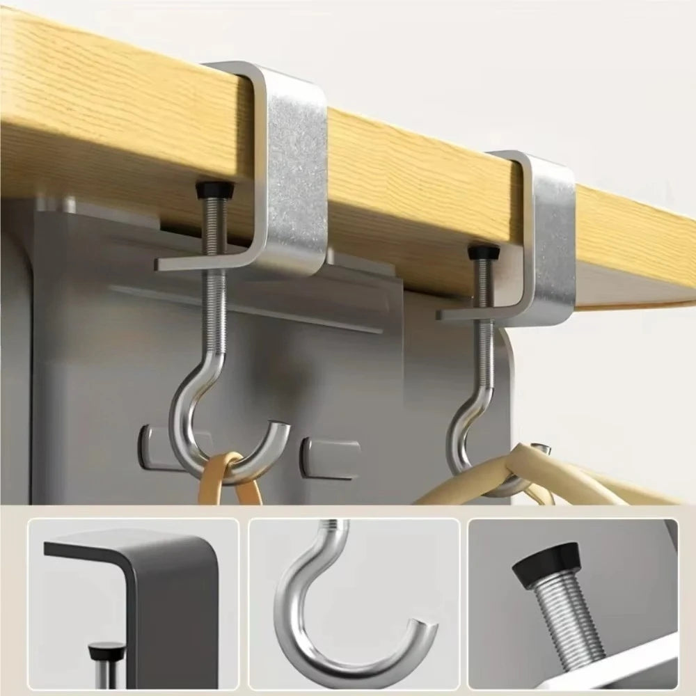 5 Pack Adjustable Desk Hooks Heavy Duty Metal Table Edge Hanger Holder - 5