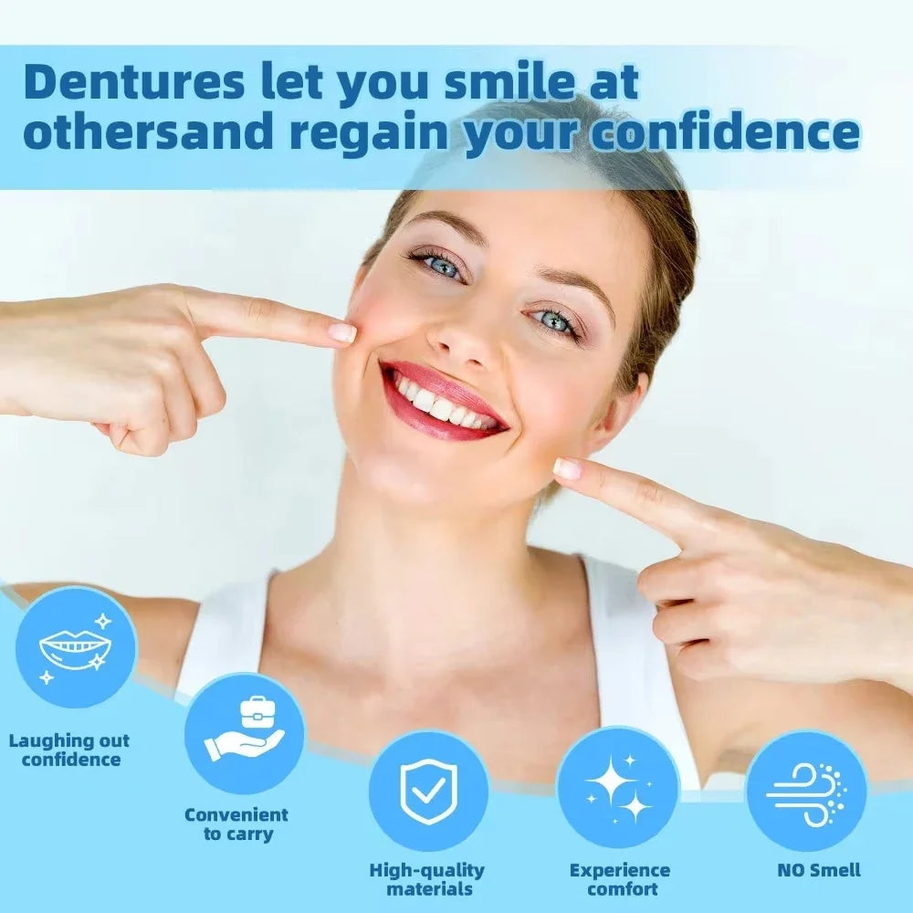 Silicone Dentures Adjustable Cosmetic Teeth & Reusable Smile Set - 7