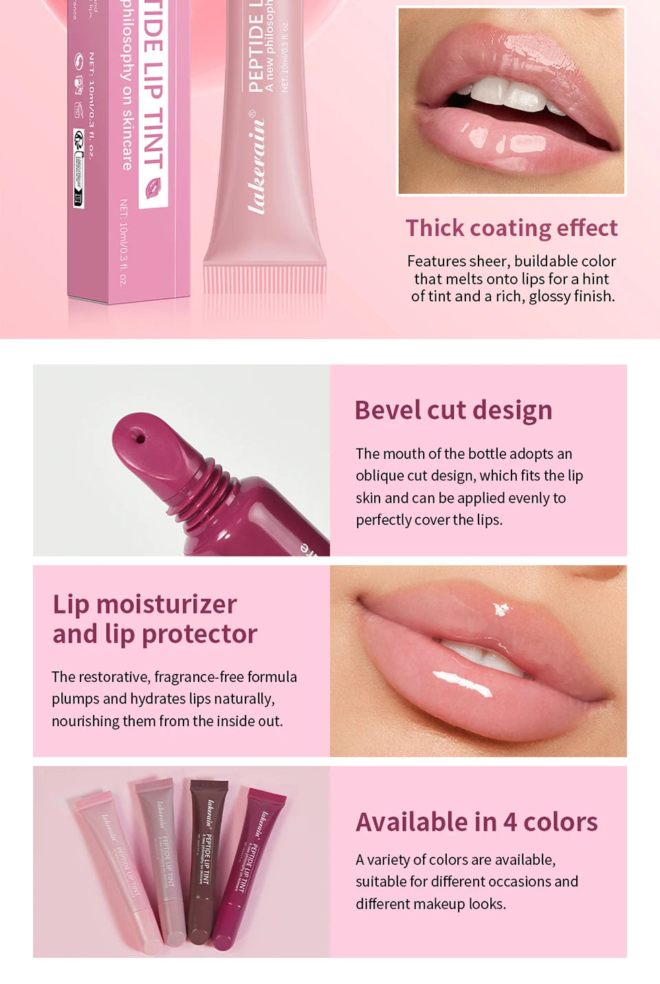 Lakerain Peptide Lip Tint Moisturizing Gloss
