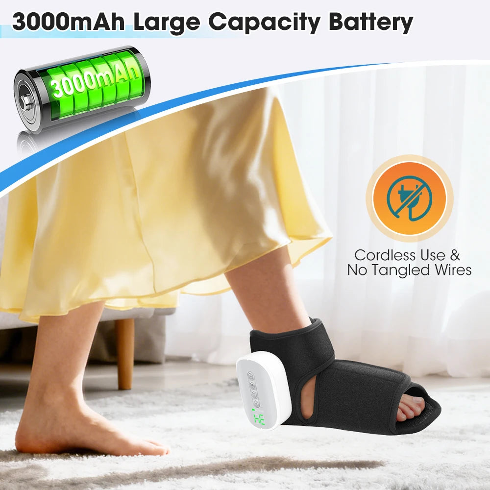Electric Heated Foot And Ankle Massager Vibration Wrap Support Brace - 12