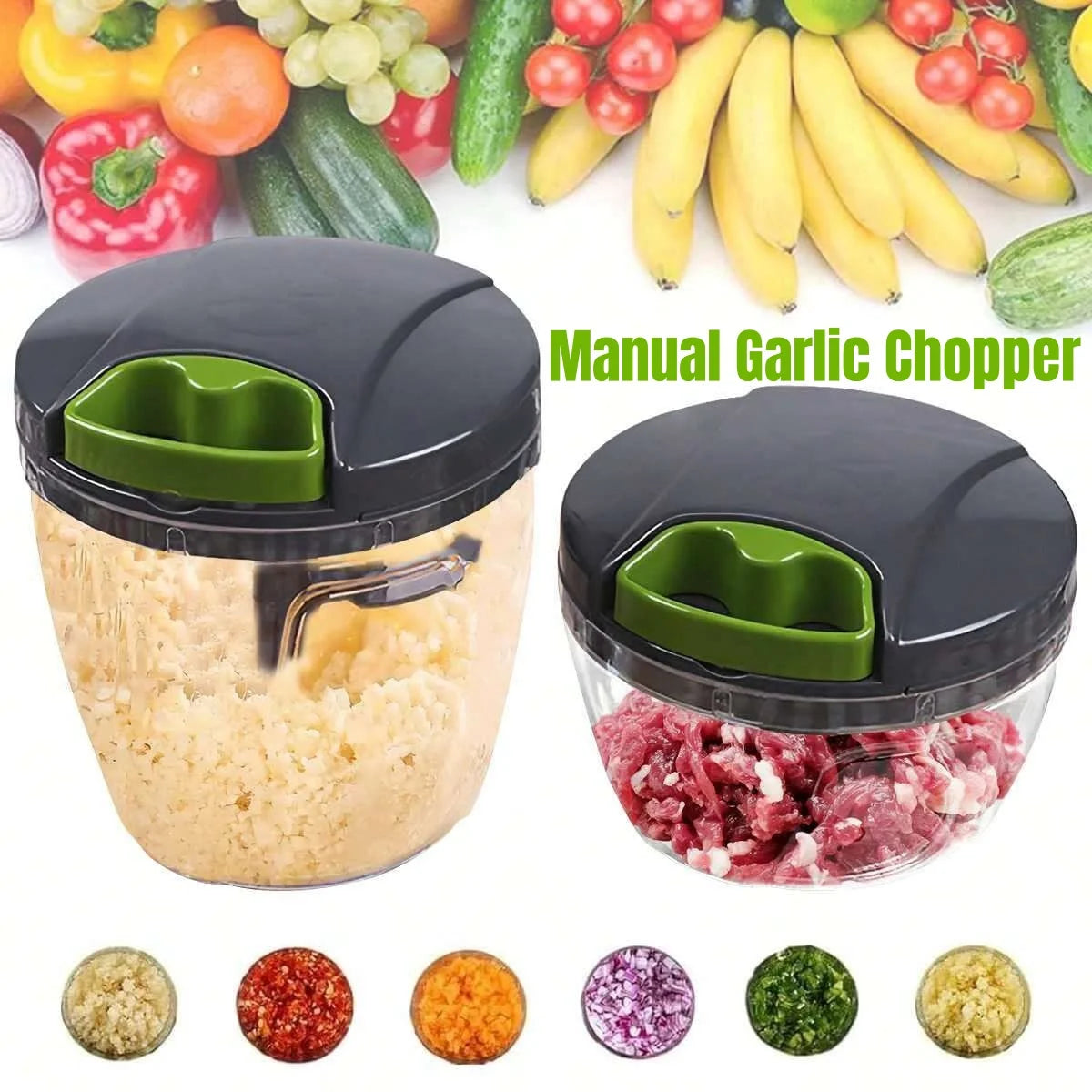 Manual Food Chopper Hand Pull Vegetable Mincer and Meat Blender - 1