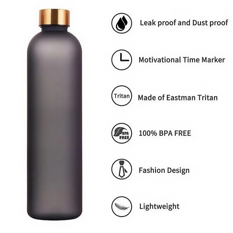 1000ml Motivational Water Bottle with Time Marker Leakproof Sport Flask - 4