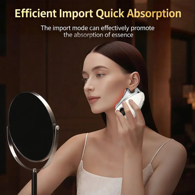3 in 1 LED Facial Massager Microcurrent Face Contour Wand Skincare Tool