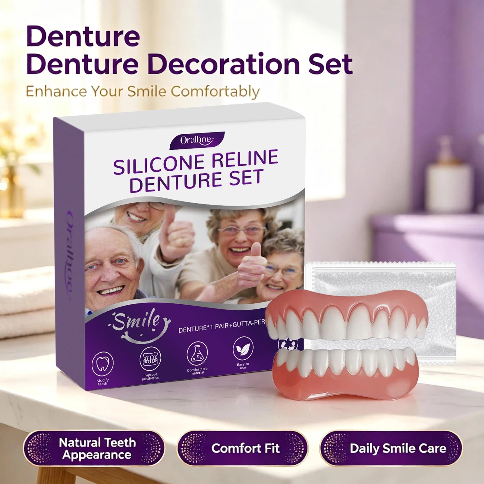 Cosmetic Denture Set Instant Smile Upper and Lower Teeth Cover - 5
