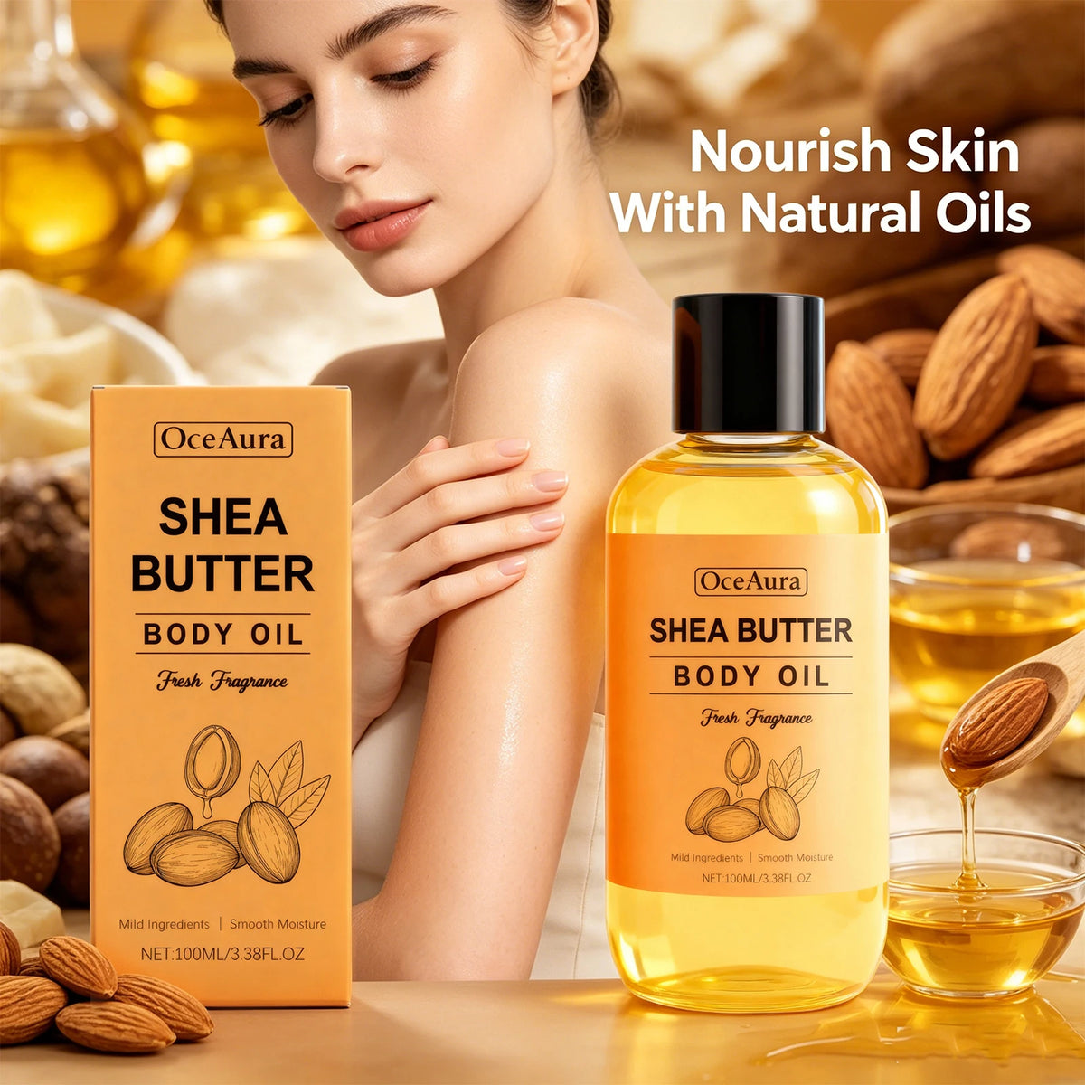 Shea Butter Body Oil Hydrating Massage Care for Dry Skin