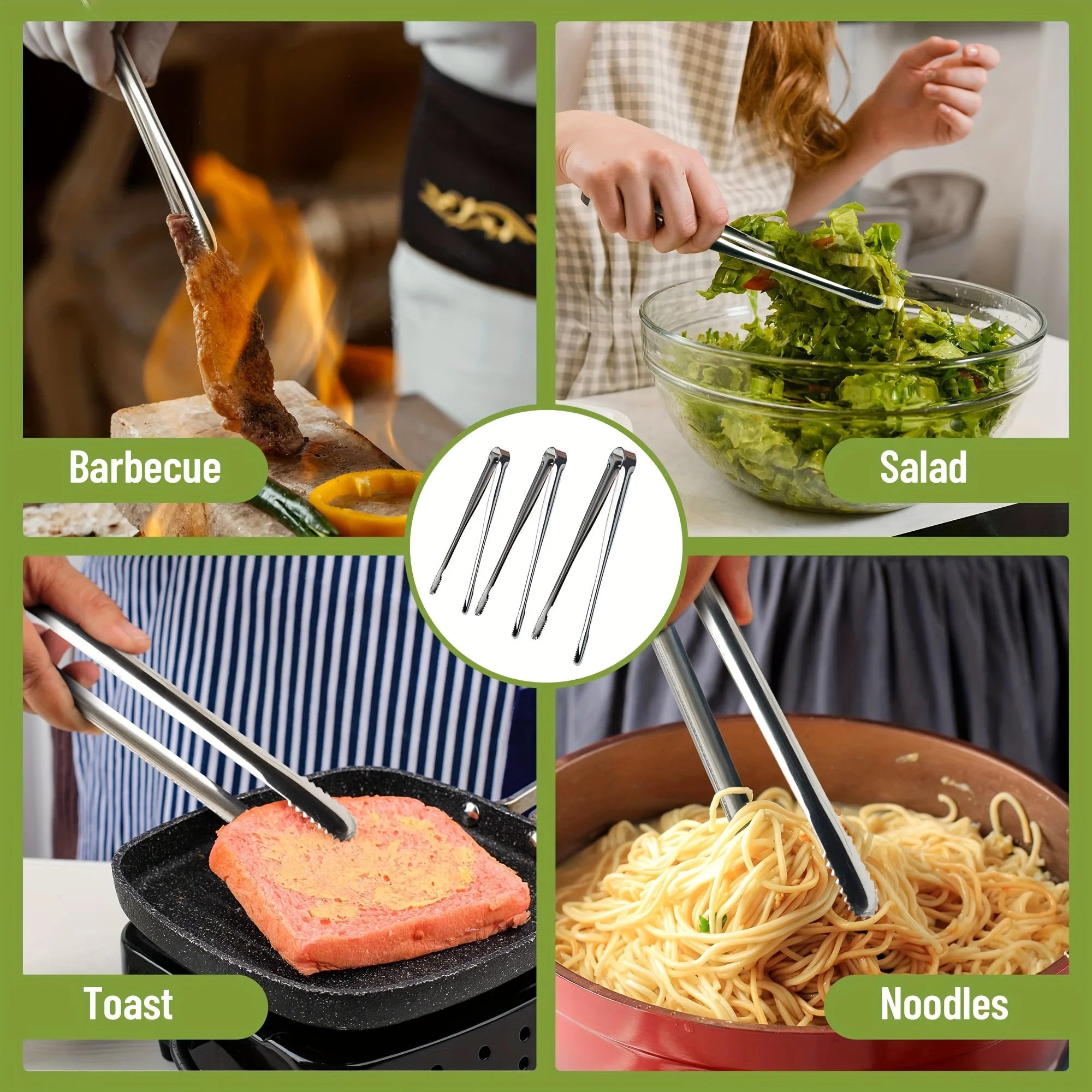 Stainless Steel Kitchen Tongs BBQ Grill Food Spatula Set 3 Piece - 12