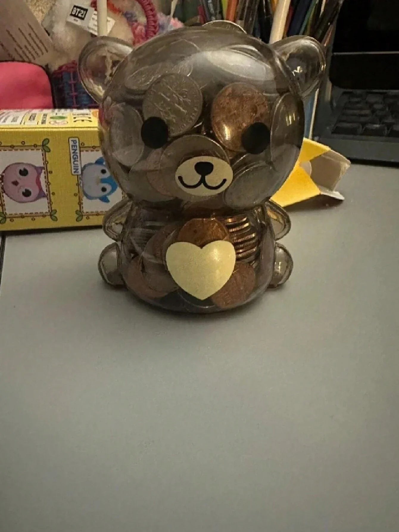 Transparent Bear Piggy Bank Creative Cartoon Money Saving Box Decor - 7