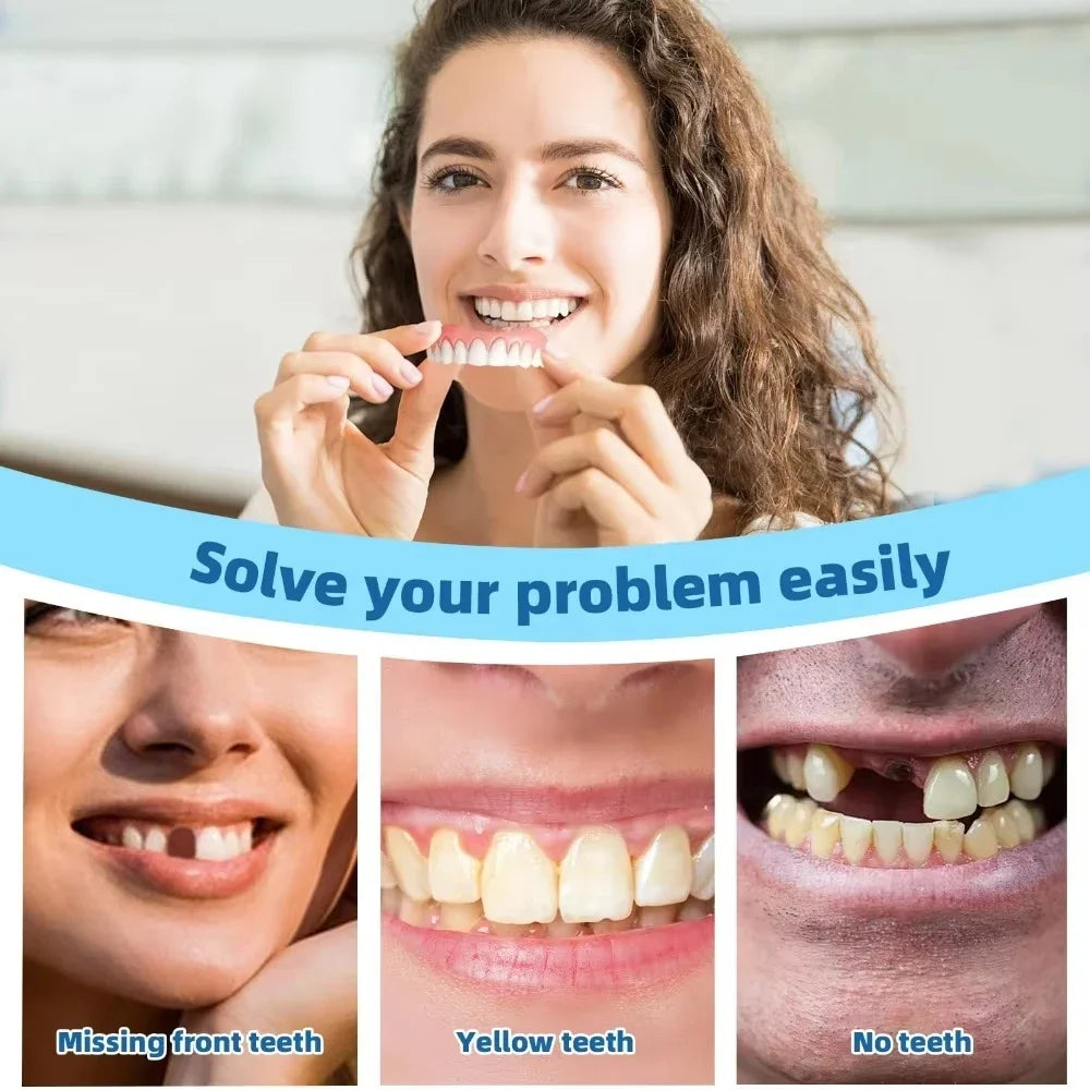 Silicone Dentures Adjustable Cosmetic Teeth & Reusable Smile Set - 10