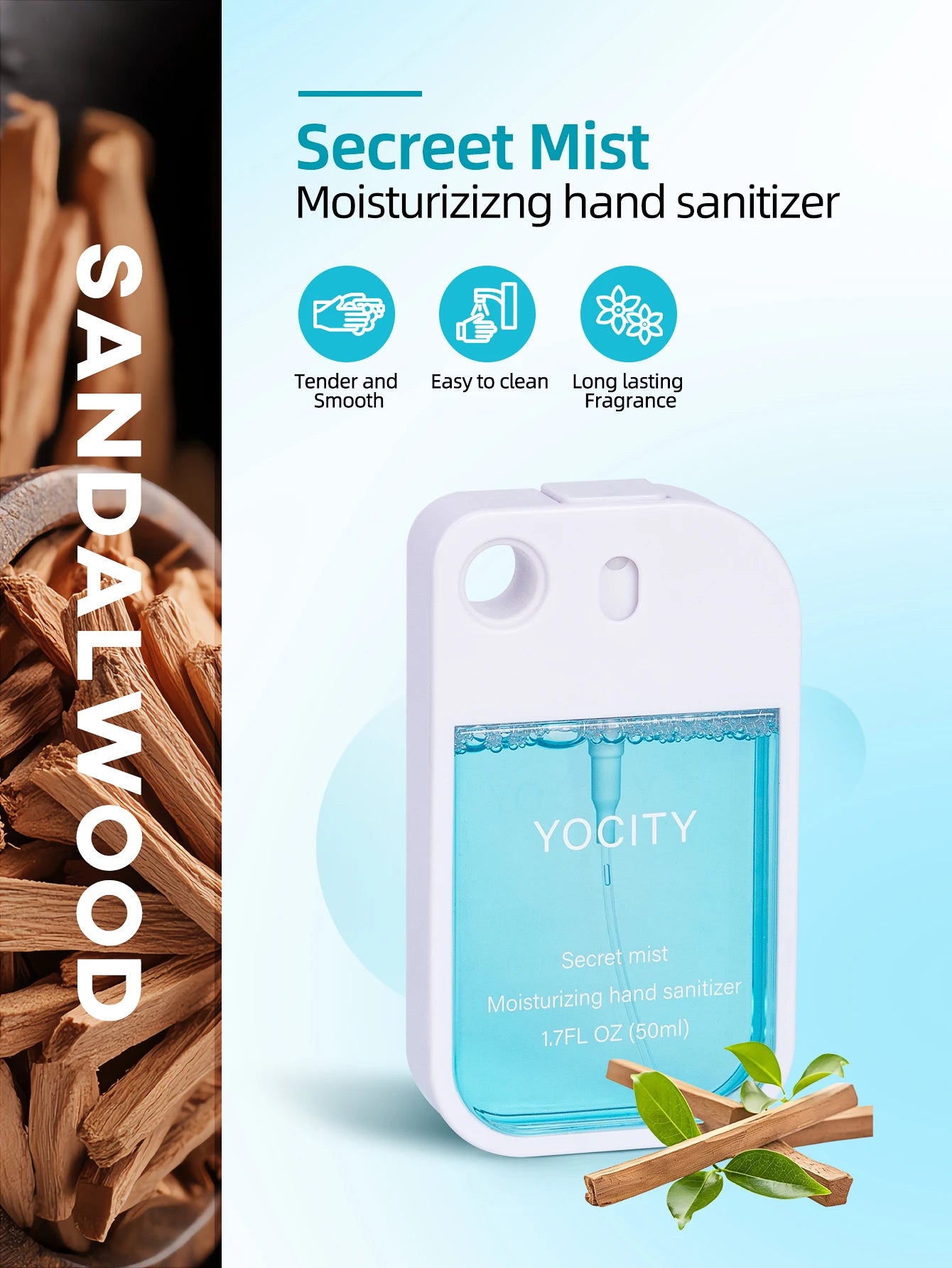 YOCITY 50ml Portable Air Freshener and Hand Sanitizer Spray with Keychain - 16