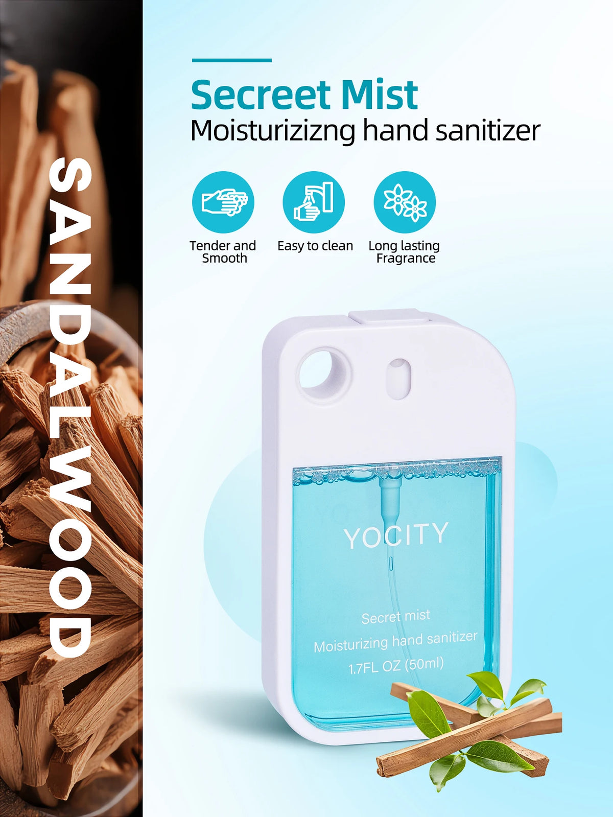 YOCITY 50ml Portable Air Freshener and Hand Sanitizer Spray with Keychain