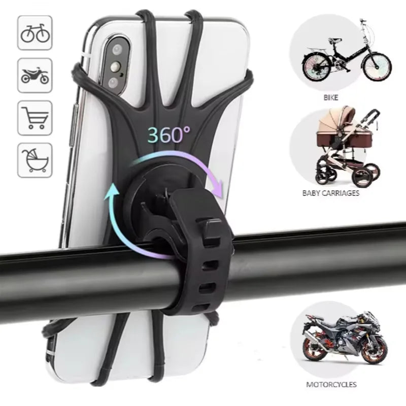 Universal Silicone Bicycle Phone Holder Anti-Slip Handlebar Mount
