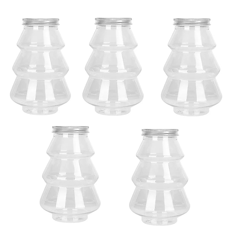 500ml Snowman Christmas Milk Juice Bottles Reusable Plastic Drink Cups - 13