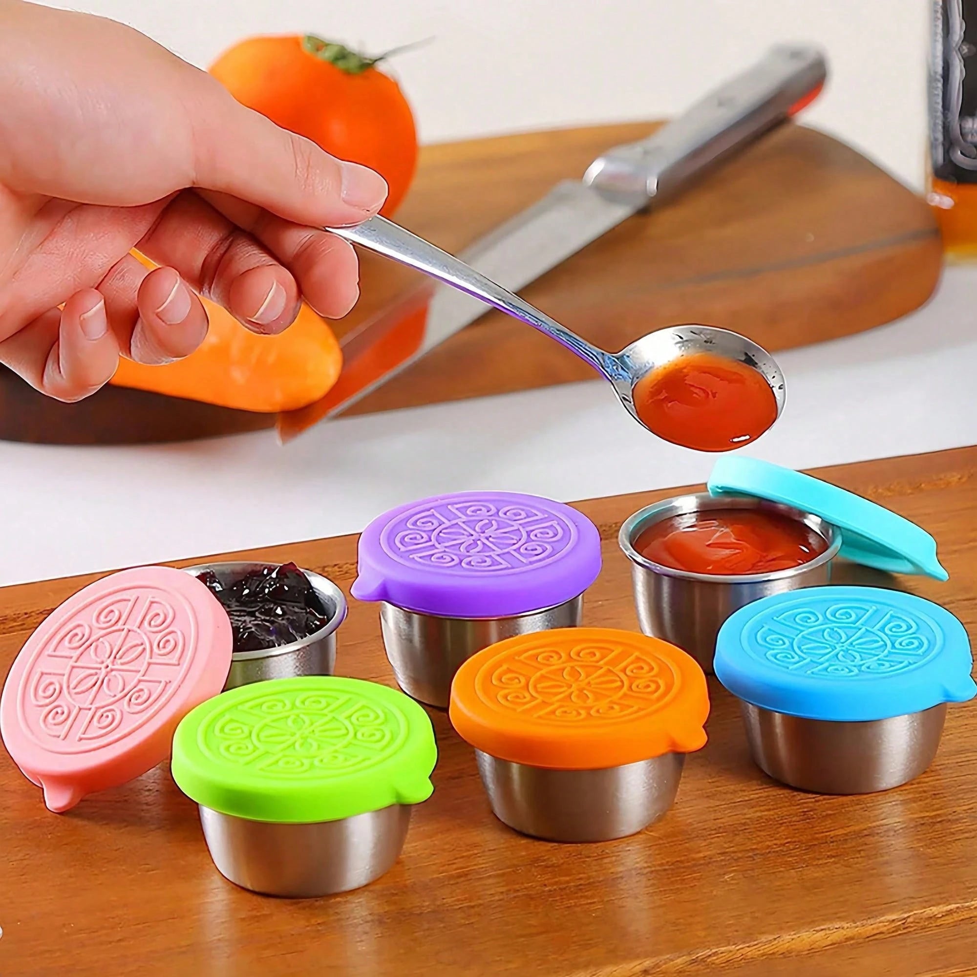 Stainless Steel Dipping Sauce Cups Reusable Condiment Food Containers - 1