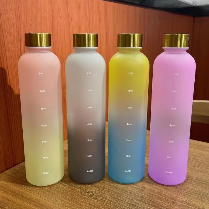1000ml Motivational Water Bottle with Time Marker Leakproof Sport Flask