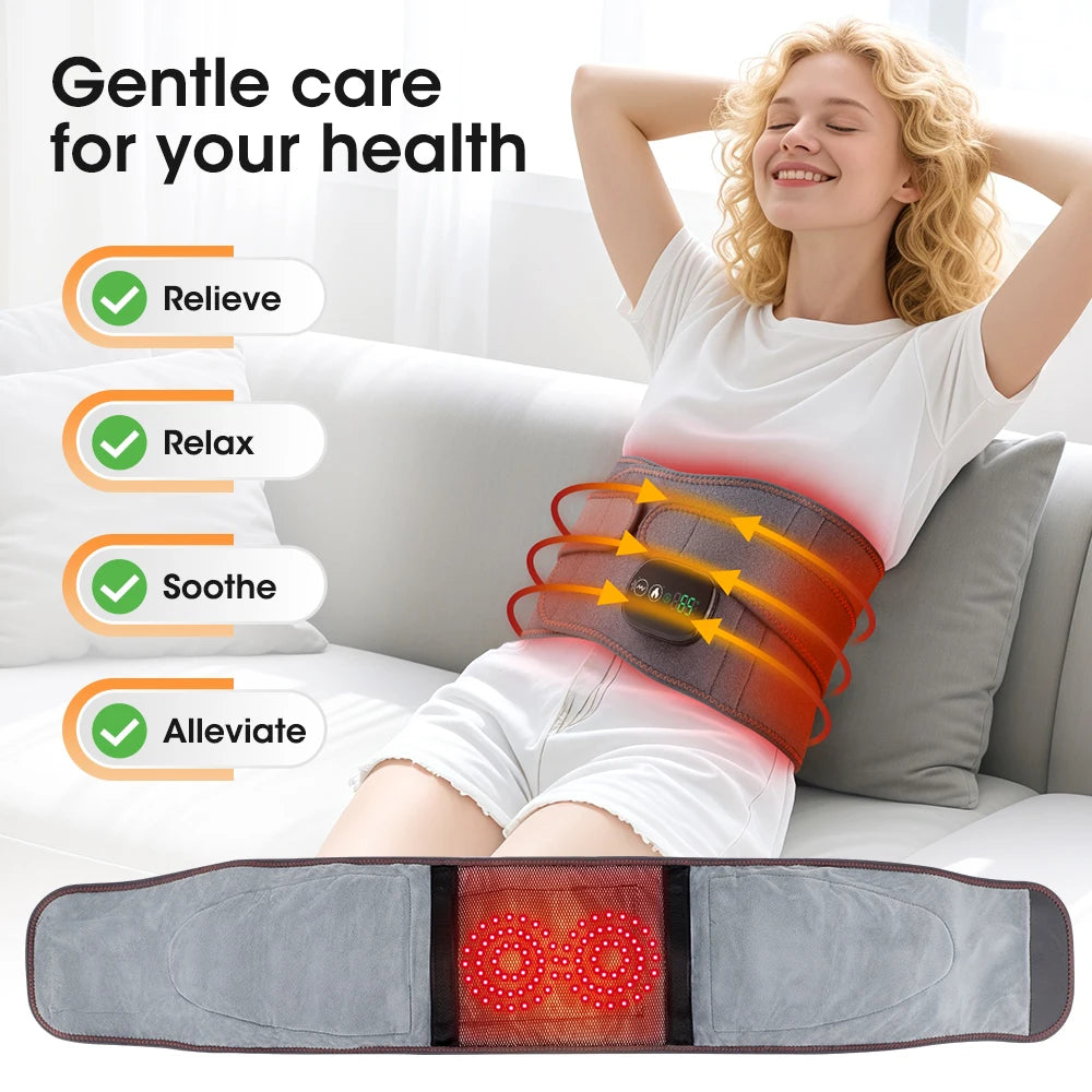 Electric Cordless Heated Waist Massager Red Light Infrared Lumbar Belt
