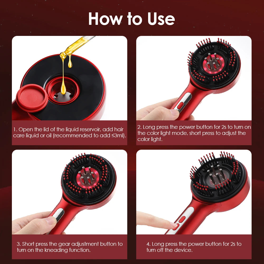 Electric Scalp Massager Hair Growth Oil Applicator Comb
