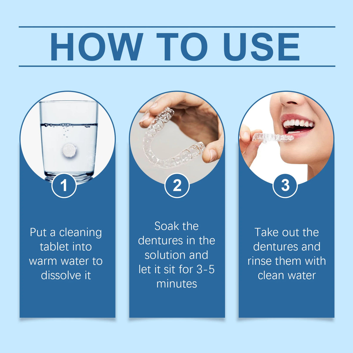 Denture Cleaning Effervescent Tablets Plaque Remover Care Cleaner