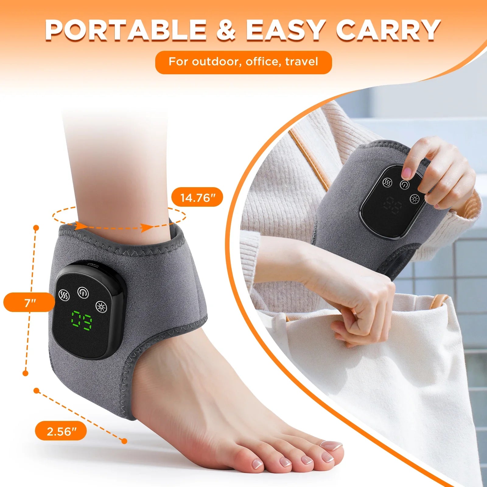 Cordless Heated Ankle Massager with Heat and Vibration - 6