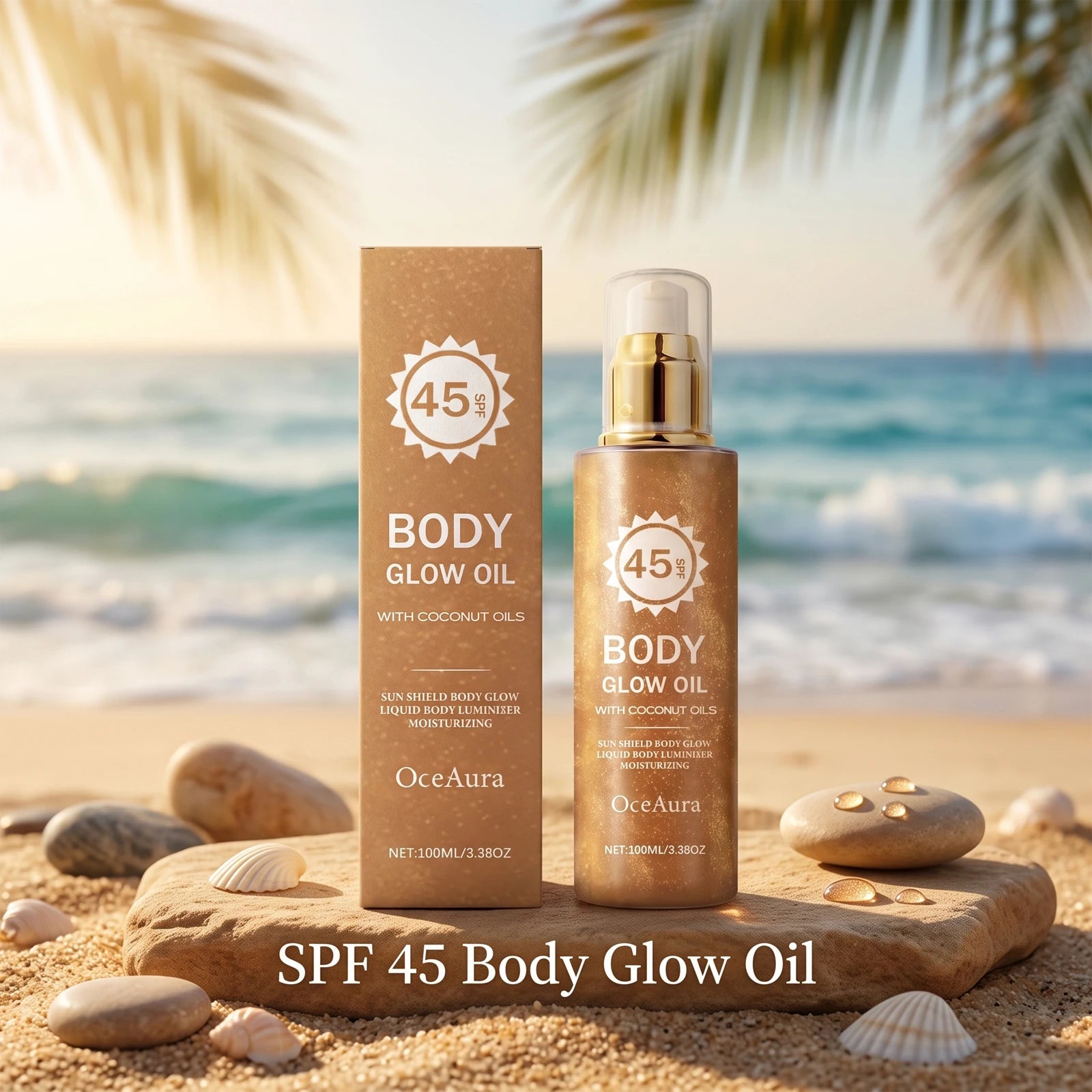 Glowing Body Oil SPF 45 Coconut Sun Shield Moisturizer - 3